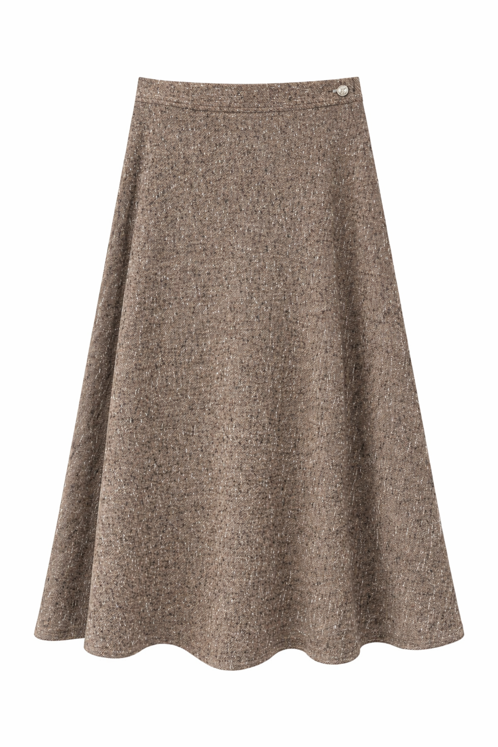 TWEED BUTTON SIDE MIDI SKIRT