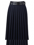 COOL WOOL PLEATED DOUBLE BELT SKIRT