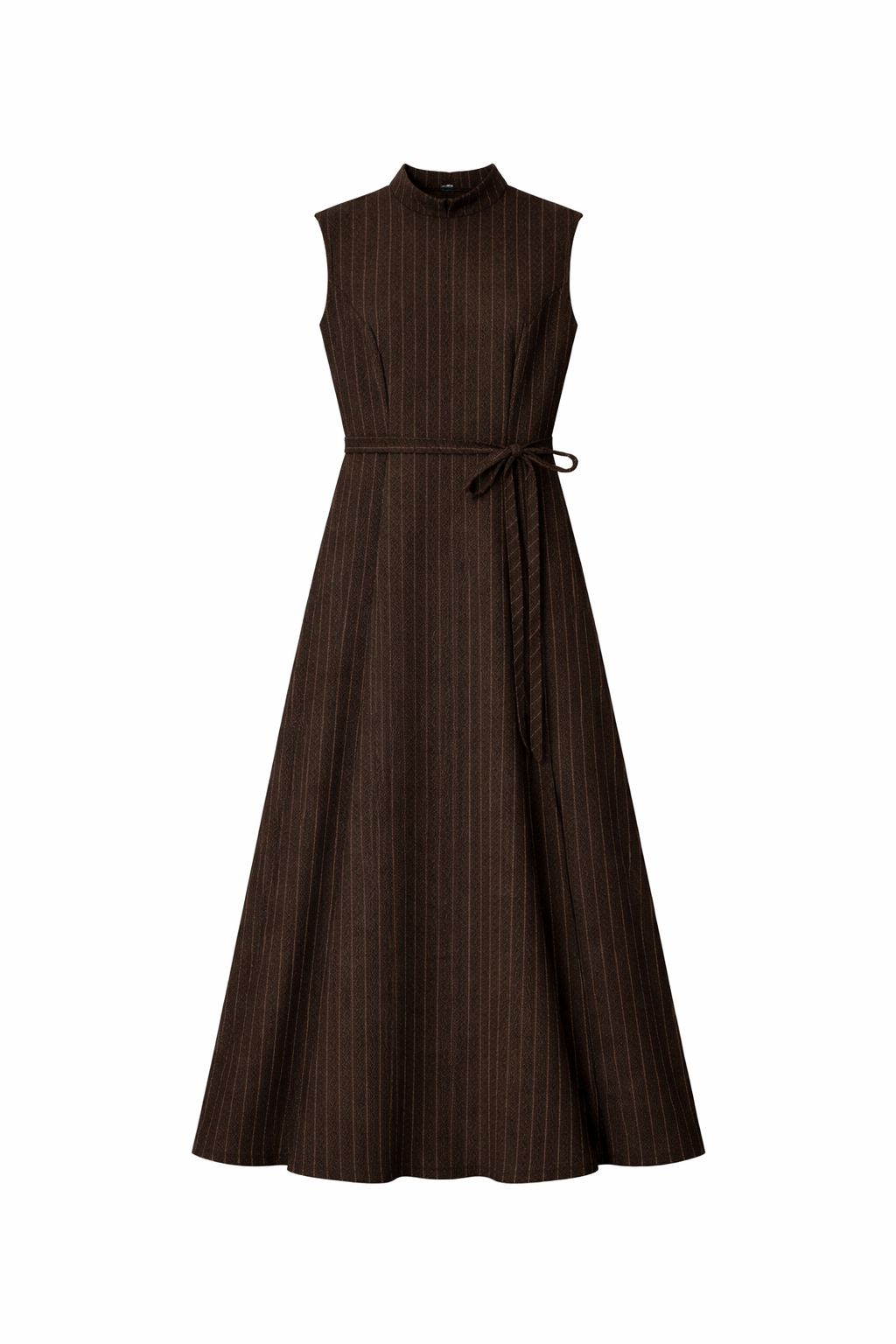 LOL WB6CM2297DL wool pinstripe mock neck maxi jumper dress in cocoa, filtered product image