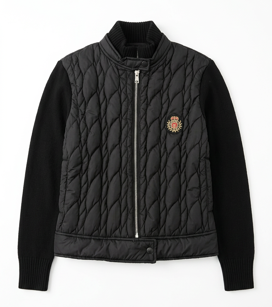 LOL WB6CM2344TE cable knit quilt sweater jacket with belt, filtered product image