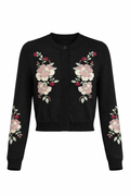 LOL WB6CM2359TE embroidered knit cropped cardigan in black