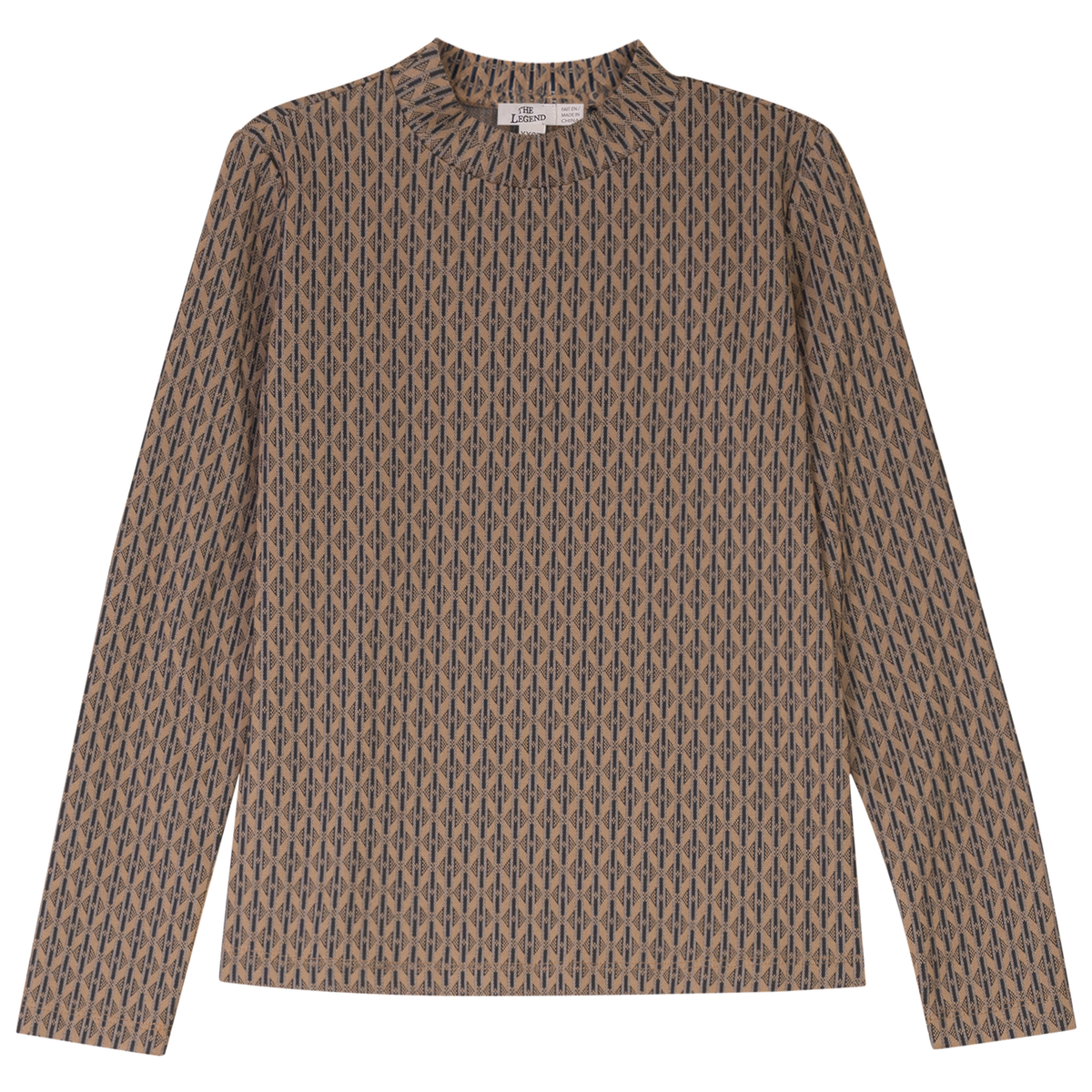 STRETCH FABRIC MOCK NECK TOP