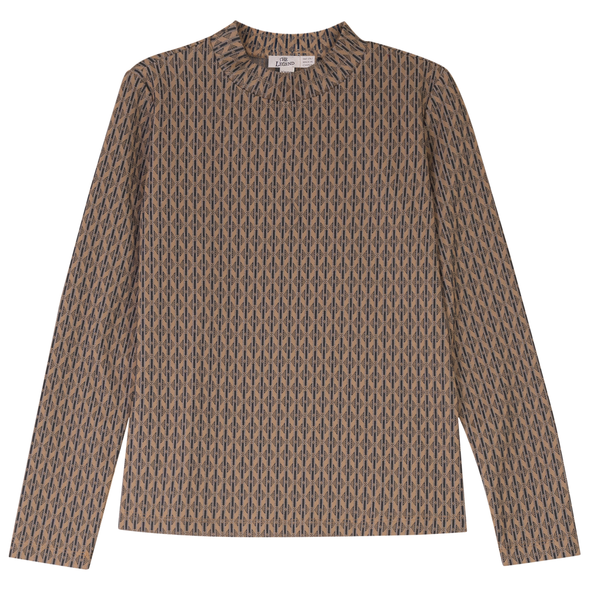STRETCH FABRIC MOCK NECK TOP