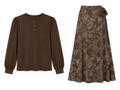 MATCHING PRINTED WRAP SKIRT WITH BLOUSE SET