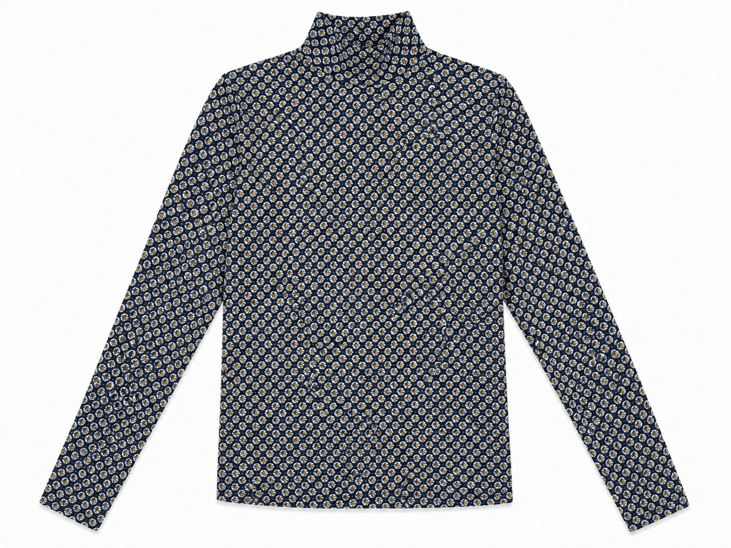 FLORAL PRINT MOCK NECK TOP