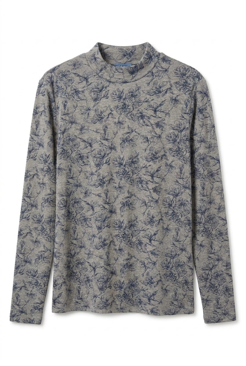 FLORAL PRINT MOCK NECK TOP