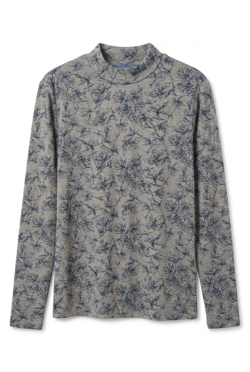 FLORAL PRINT MOCK NECK TOP