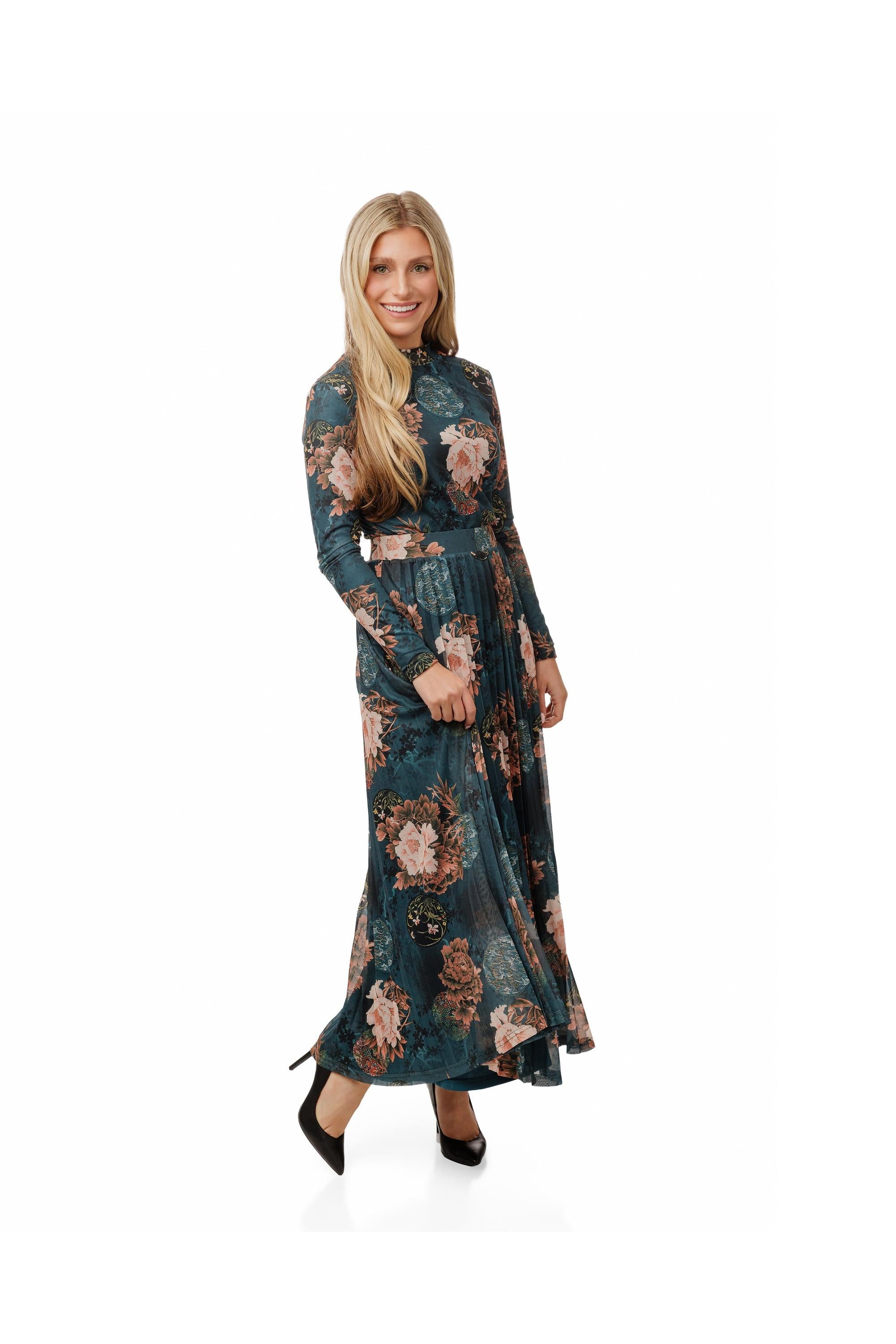 MATCHING FLORAL PRINTED MOCK NECK TOP