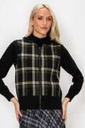 PLAID ZIP VEST - BLACK