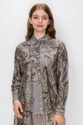 PAISLEY PRINT BLOUSE - GREY