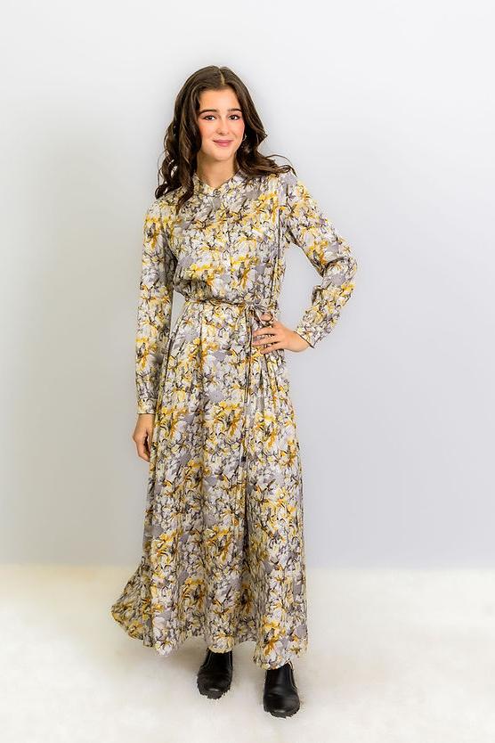 COLLARBAND CIRCLE SKIRT BELTED