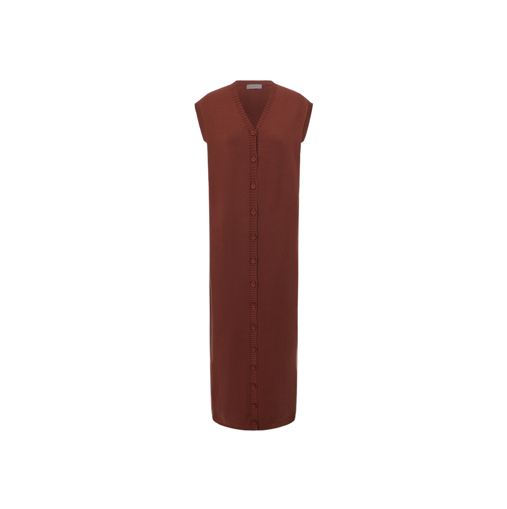 Button Down Sweater Vest Dress – W-29394