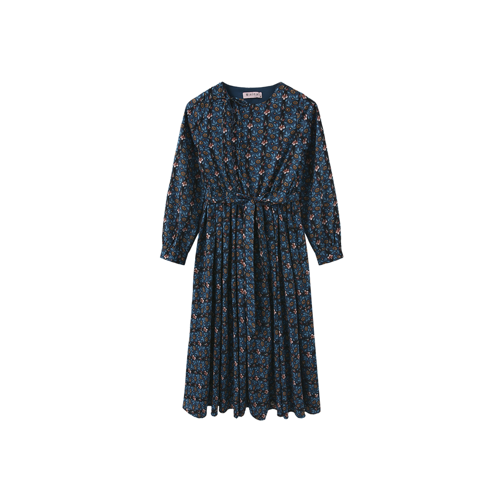 Side Placket Pleated Midi Dress – C-28014