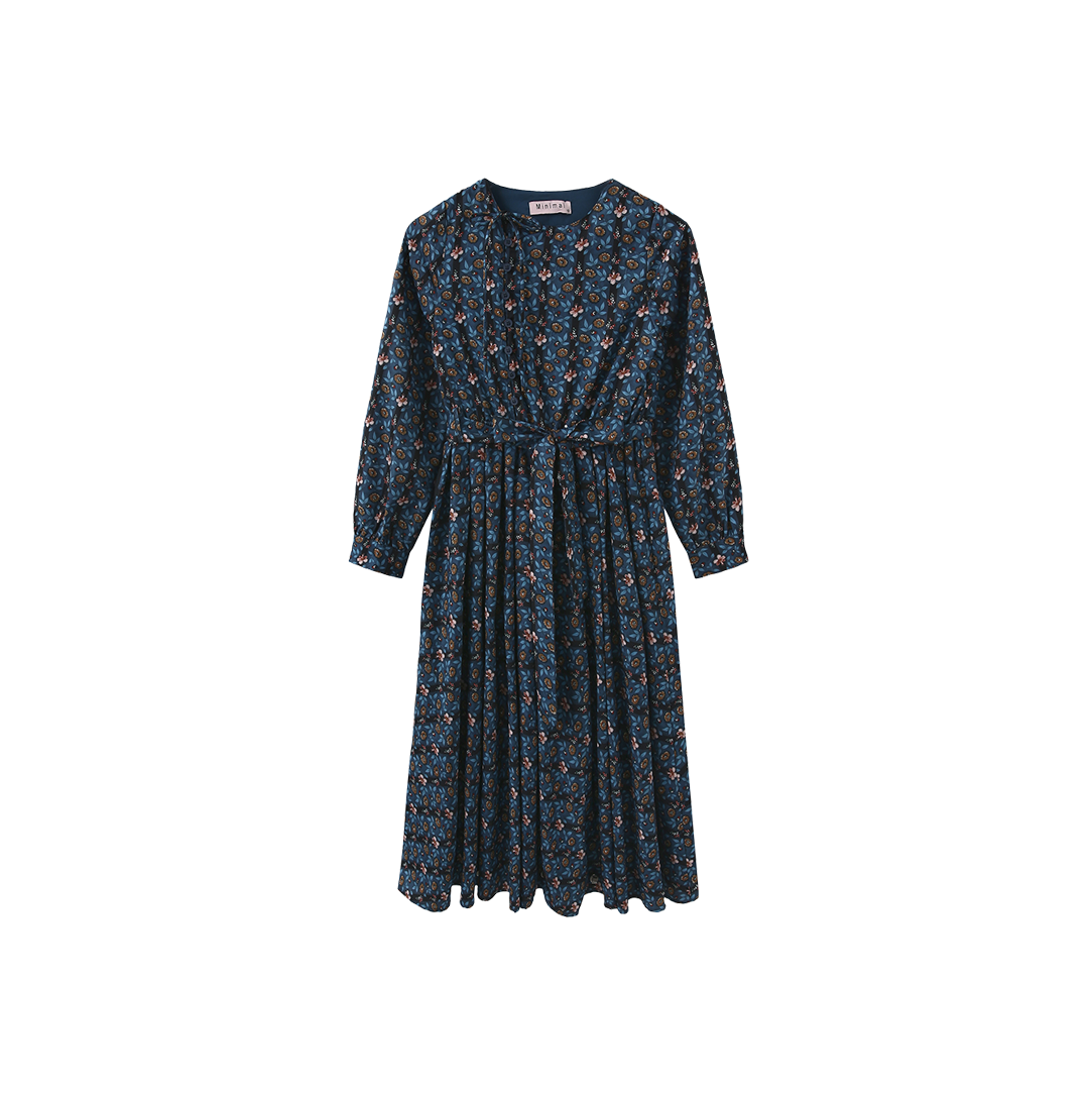 Side Placket Pleated Midi Dress – C-28014