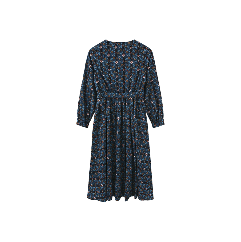 Side Placket Pleated Midi Dress – C-28014