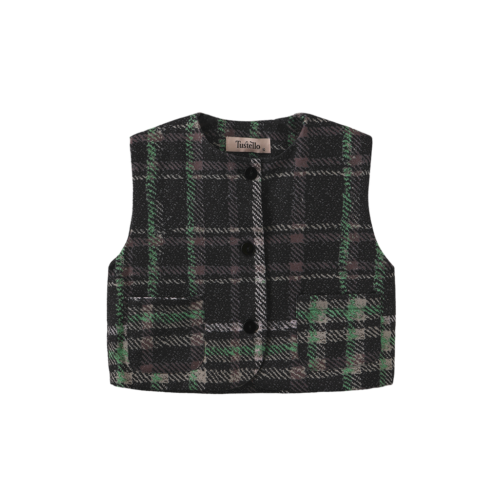 Plaid Printed Crewneck Vest – C-29154