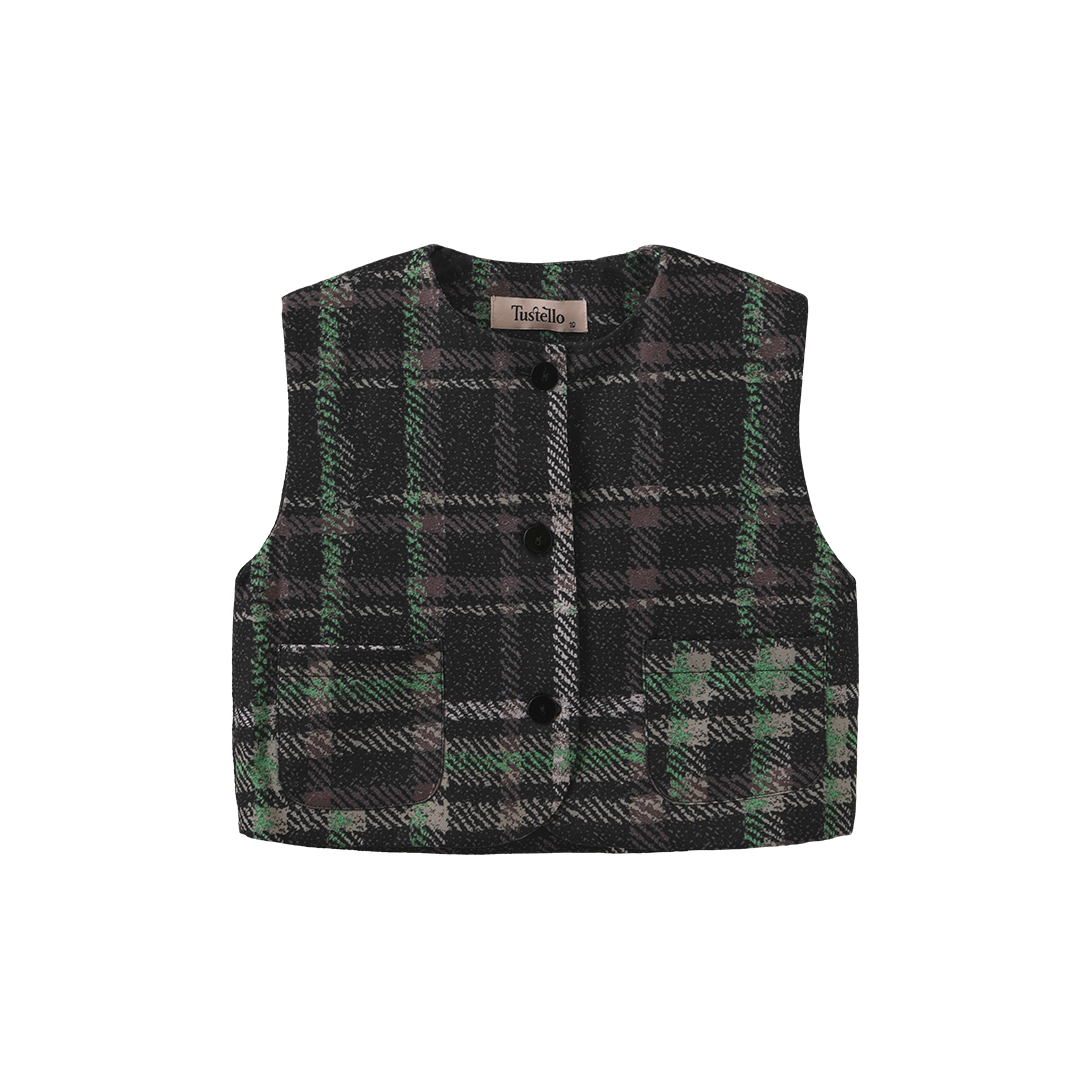 Plaid Printed Crewneck Vest – C-29154