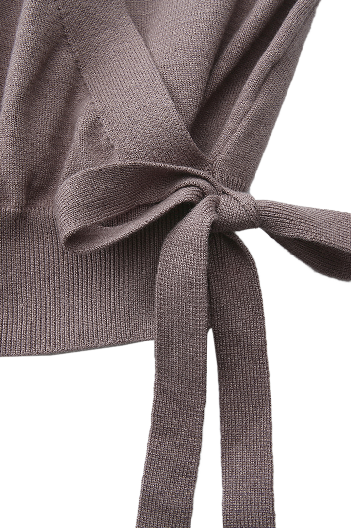 Brooch Wrap Knit Top – W-29602