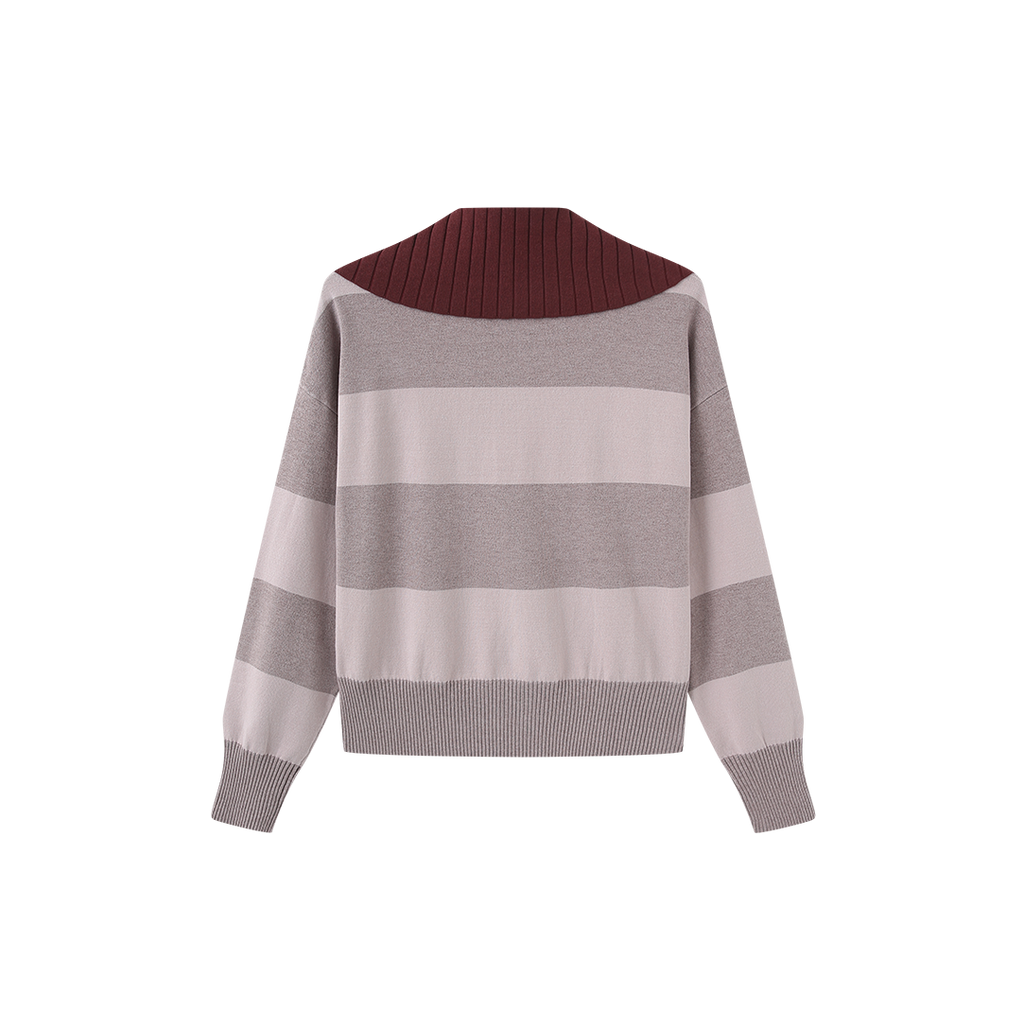 Stripe Contrast Collar Knit Sweater – W-29324