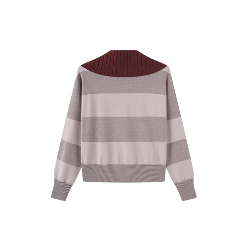 Stripe Contrast Collar Knit Sweater – W-29324