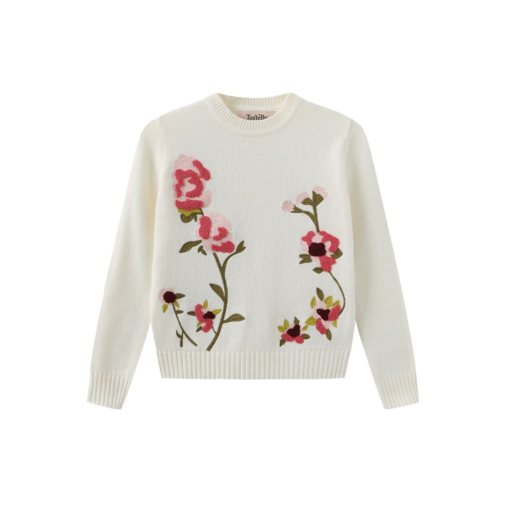 Elon Embroidered Flower Sweater – C-28319