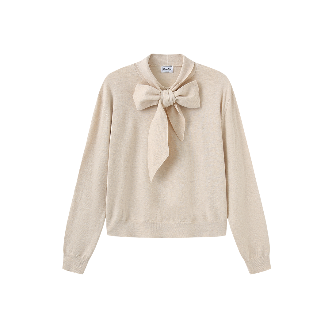 Knit Bow Neck Sweater – C-28607