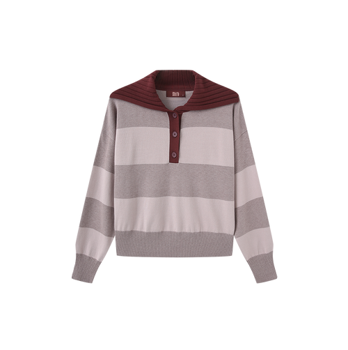Stripe Contrast Collar Knit Sweater – W-29324