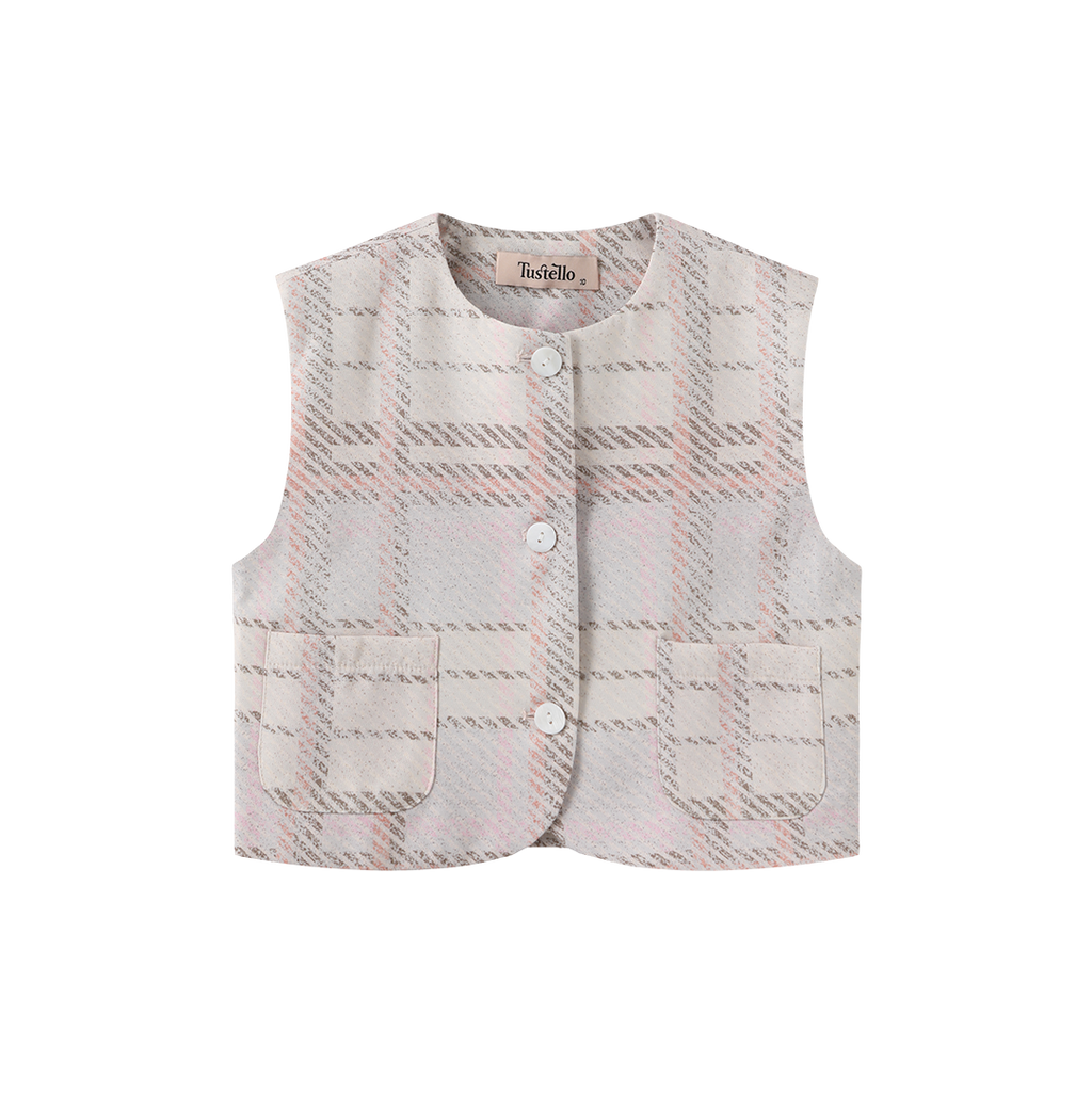 Plaid Printed Crewneck Vest – C-29154