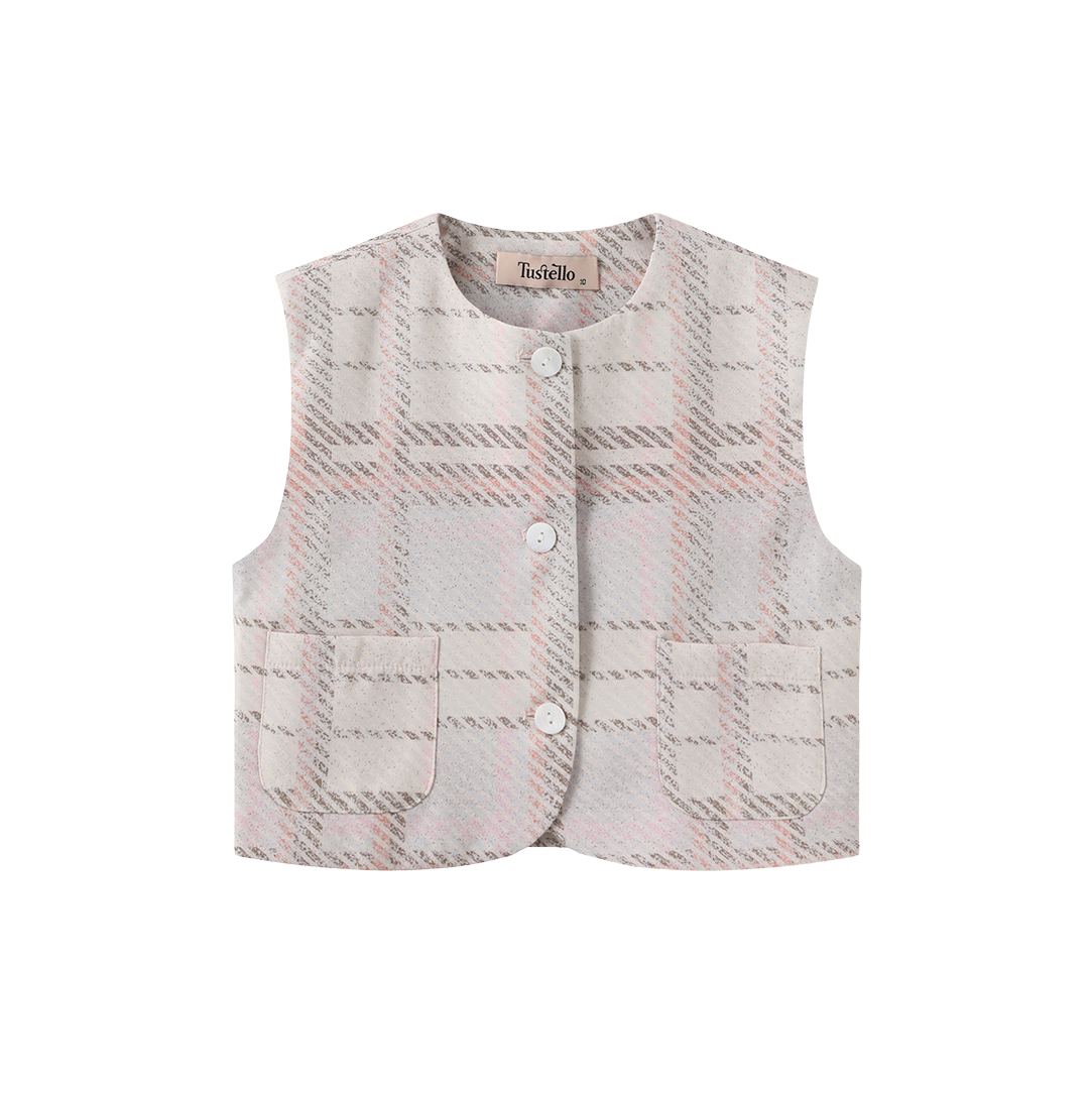 Plaid Printed Crewneck Vest – C-29154