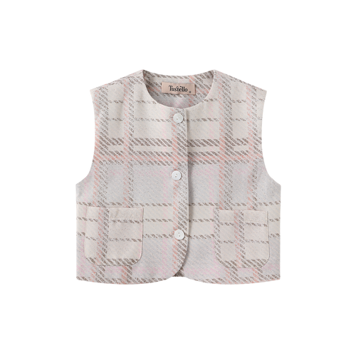 Plaid Printed Crewneck Vest – C-29154