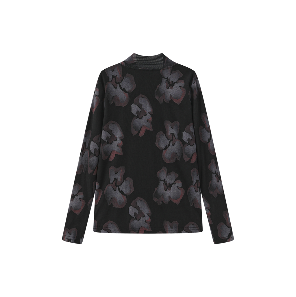 Painted Floral Mesh Mock Neck – C-29558