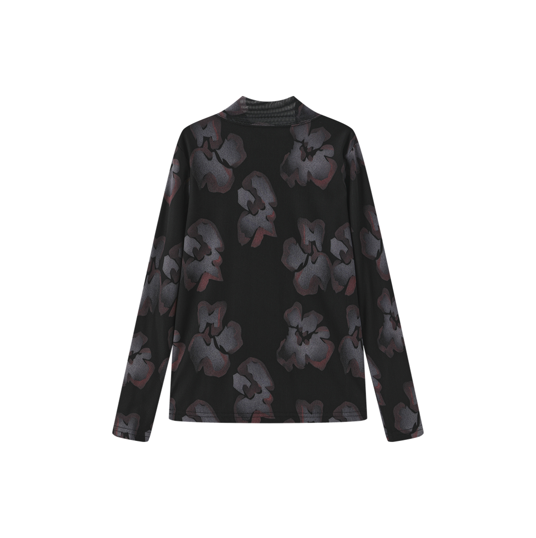 Painted Floral Mesh Mock Neck – C-29558