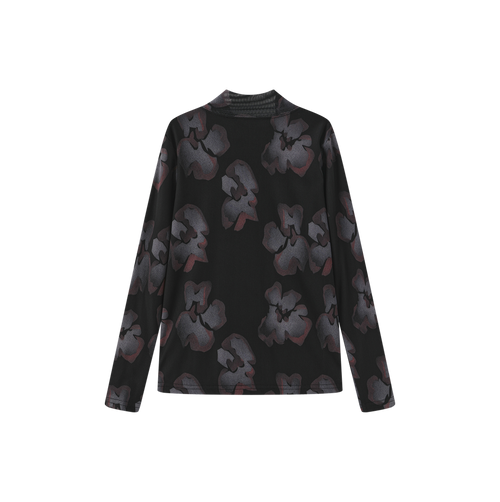 Painted Floral Mesh Mock Neck – C-29558