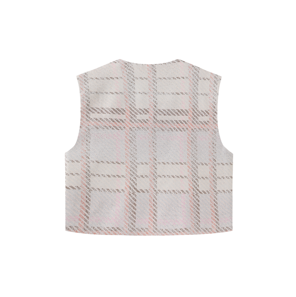 Plaid Printed Crewneck Vest – C-29154