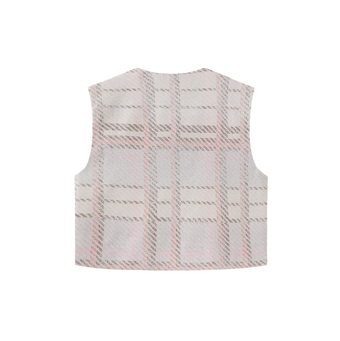 Plaid Printed Crewneck Vest – C-29154