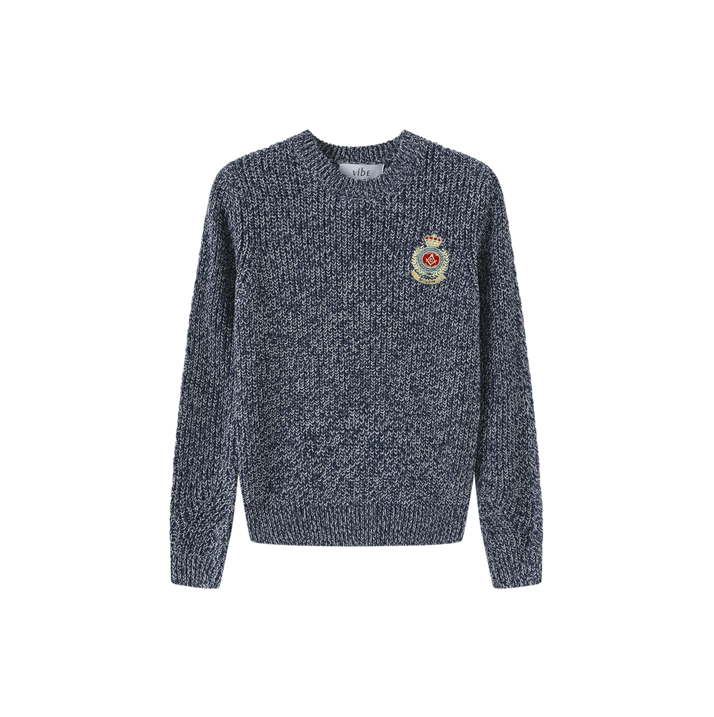 Marled Big Patch Knit Sweater – C-28692