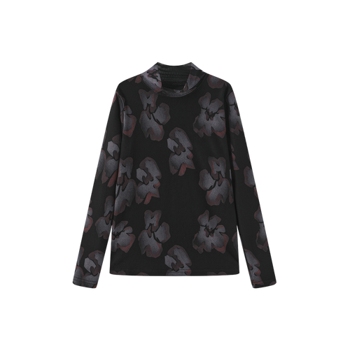 Painted Floral Mesh Mock Neck – C-29558
