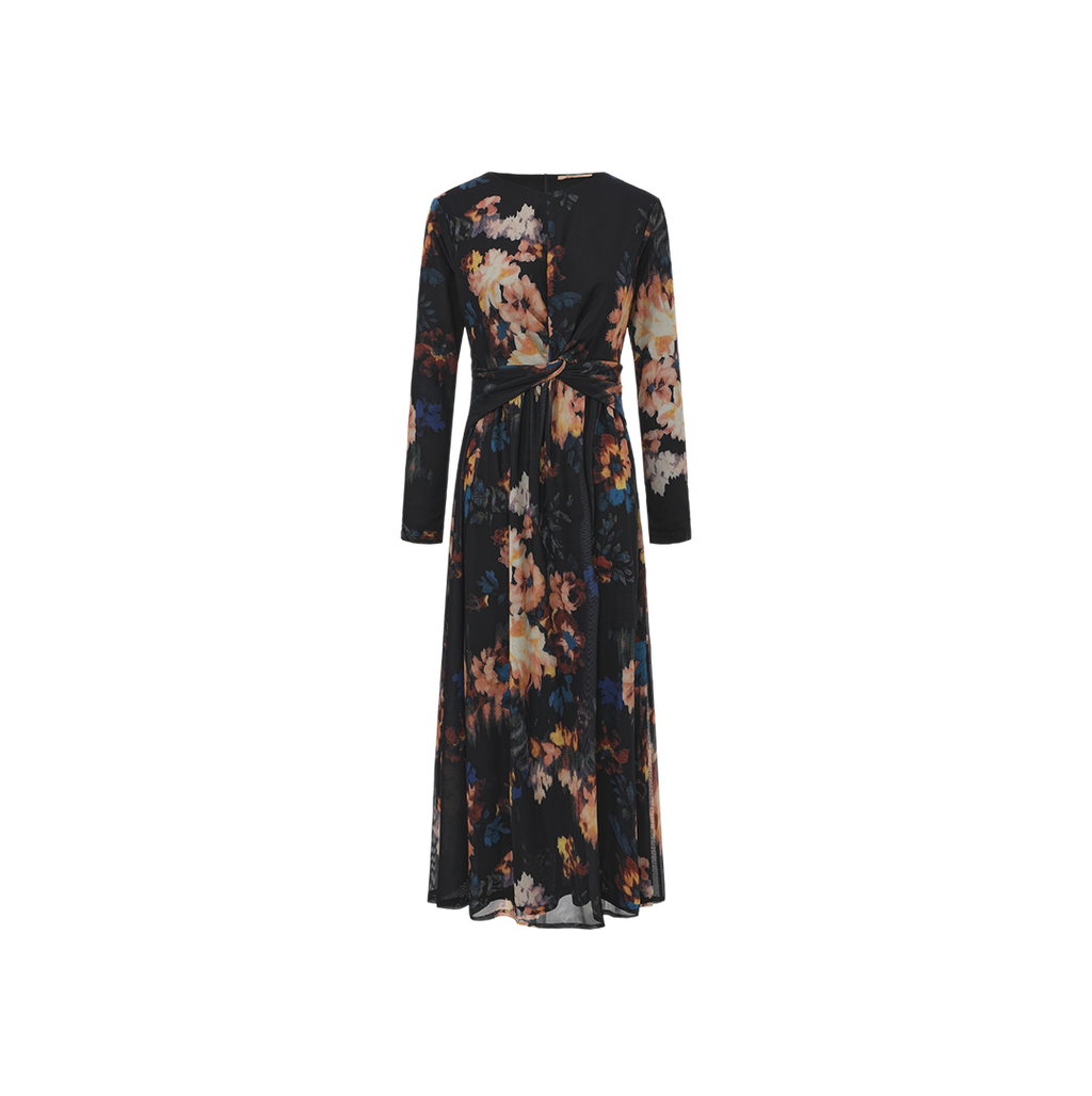 Floral Mesh Twist Dress – W-29518