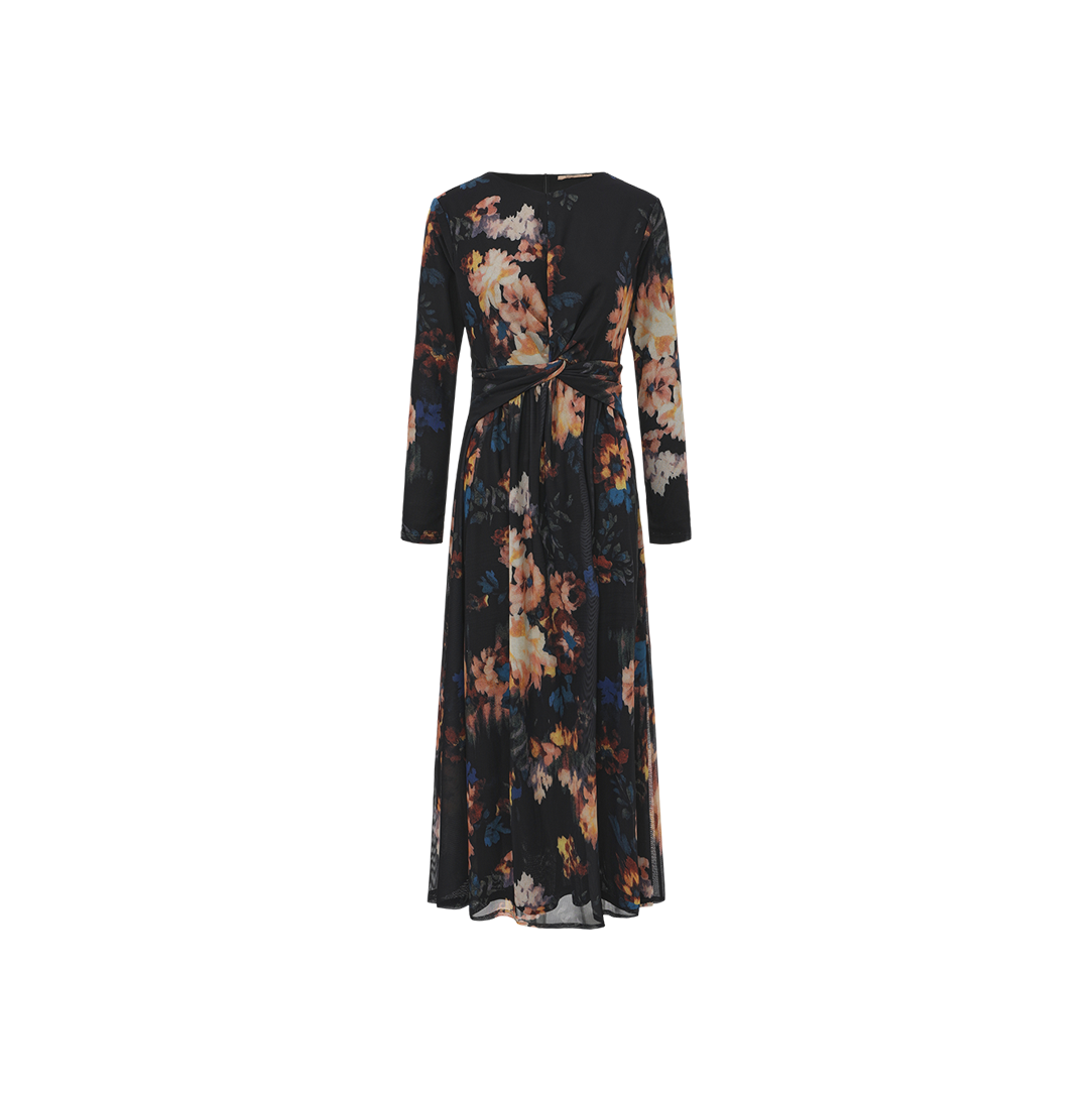 Floral Mesh Twist Dress – W-29518