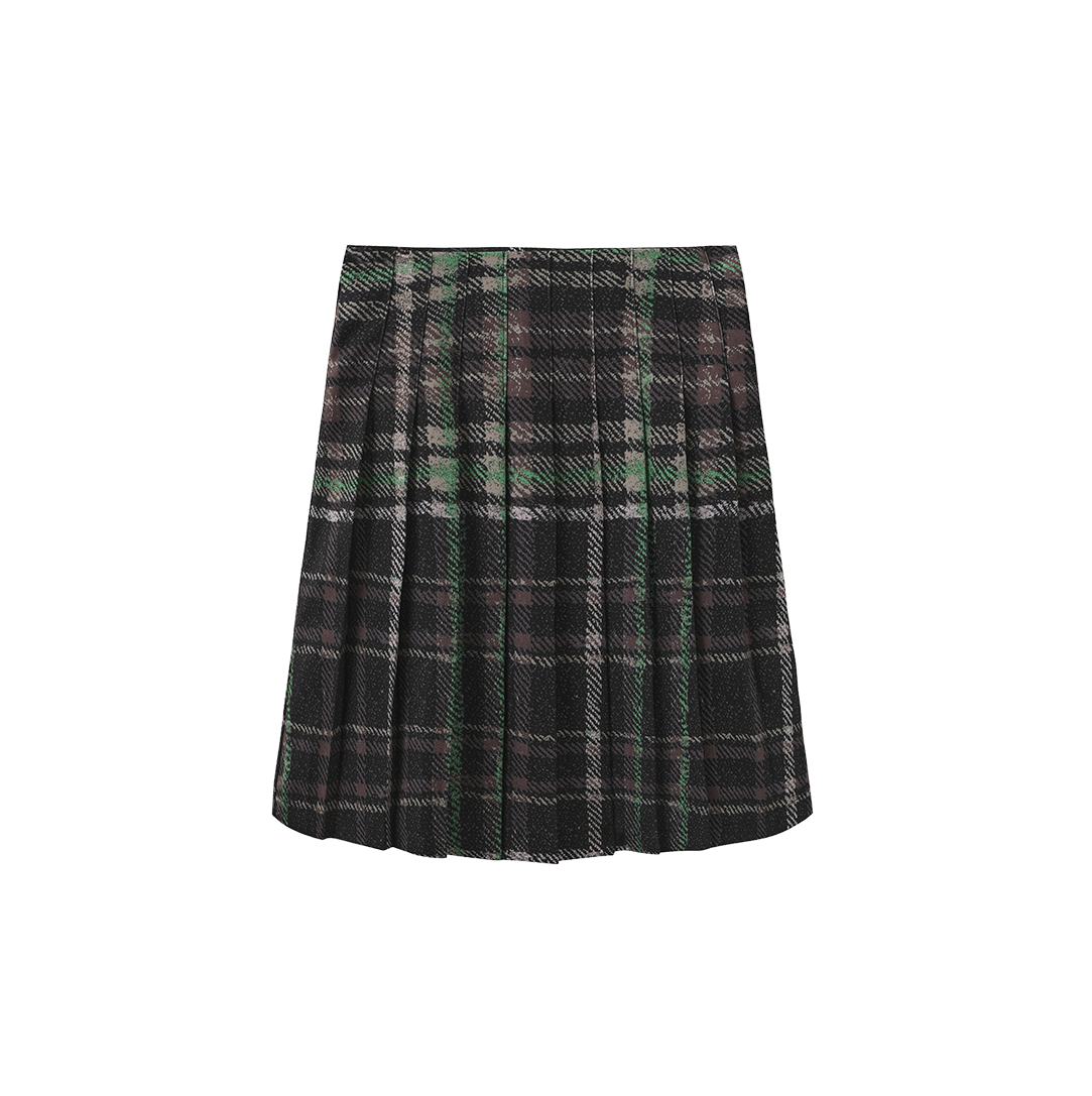 Plaid Printed Pleated Skirt – C-28008