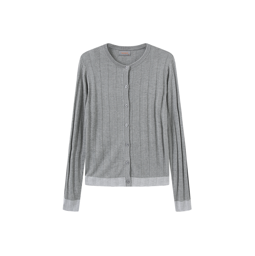 Flat Ribbed Cuff Cardigan – W-28306