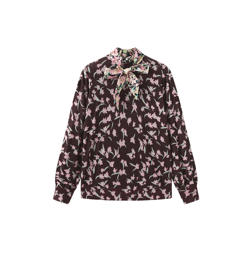 Viola Knit Printed Turtleneck – W-27400