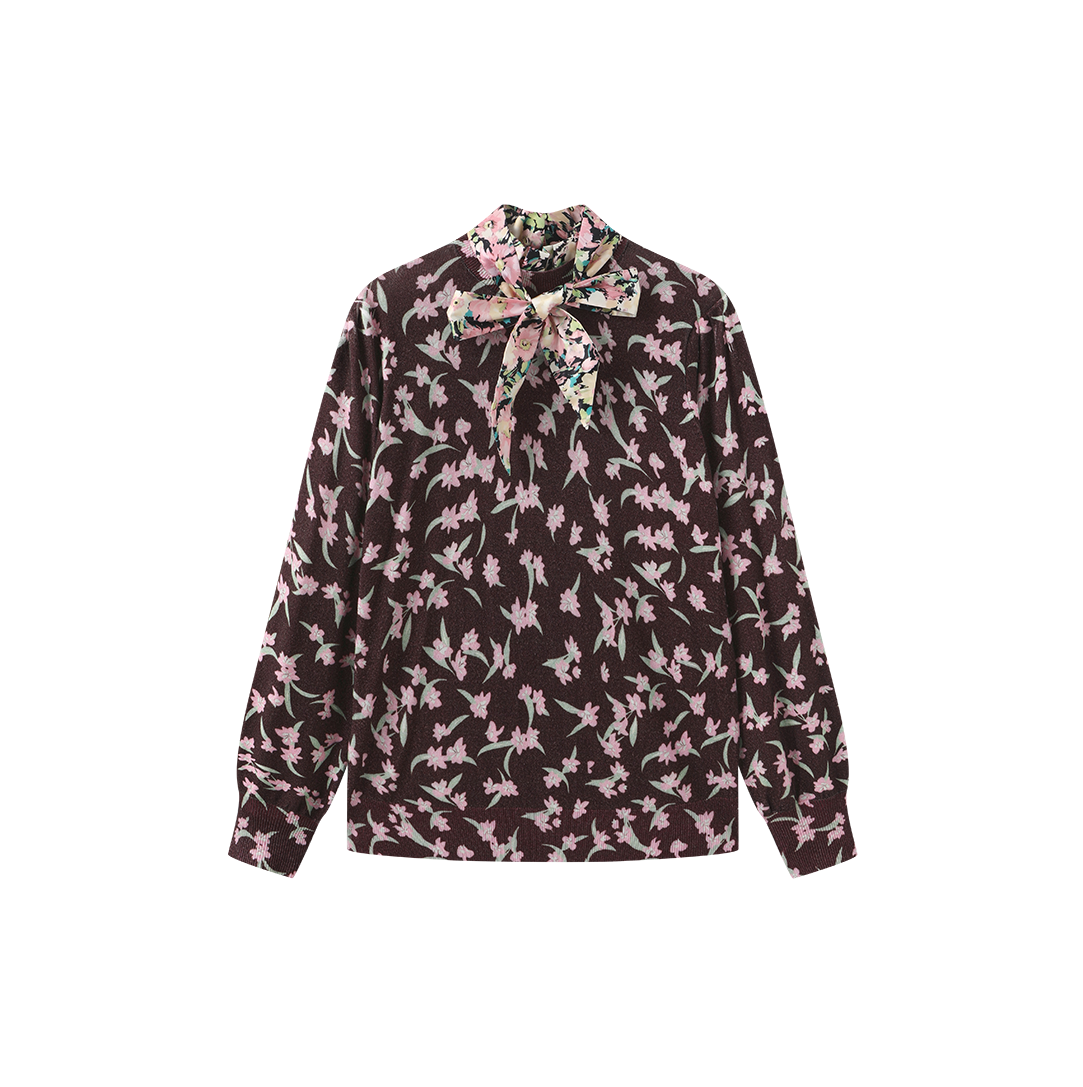 Viola Knit Printed Turtleneck – W-27400