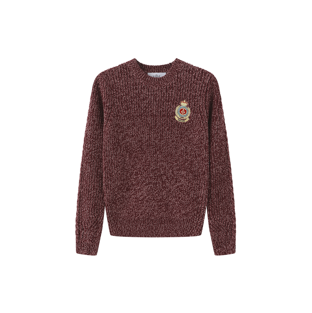 Marled Big Patch Knit Sweater – C-28692