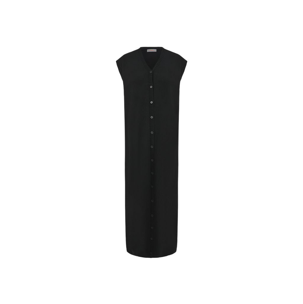 Button Down Sweater Vest Dress – W-29394