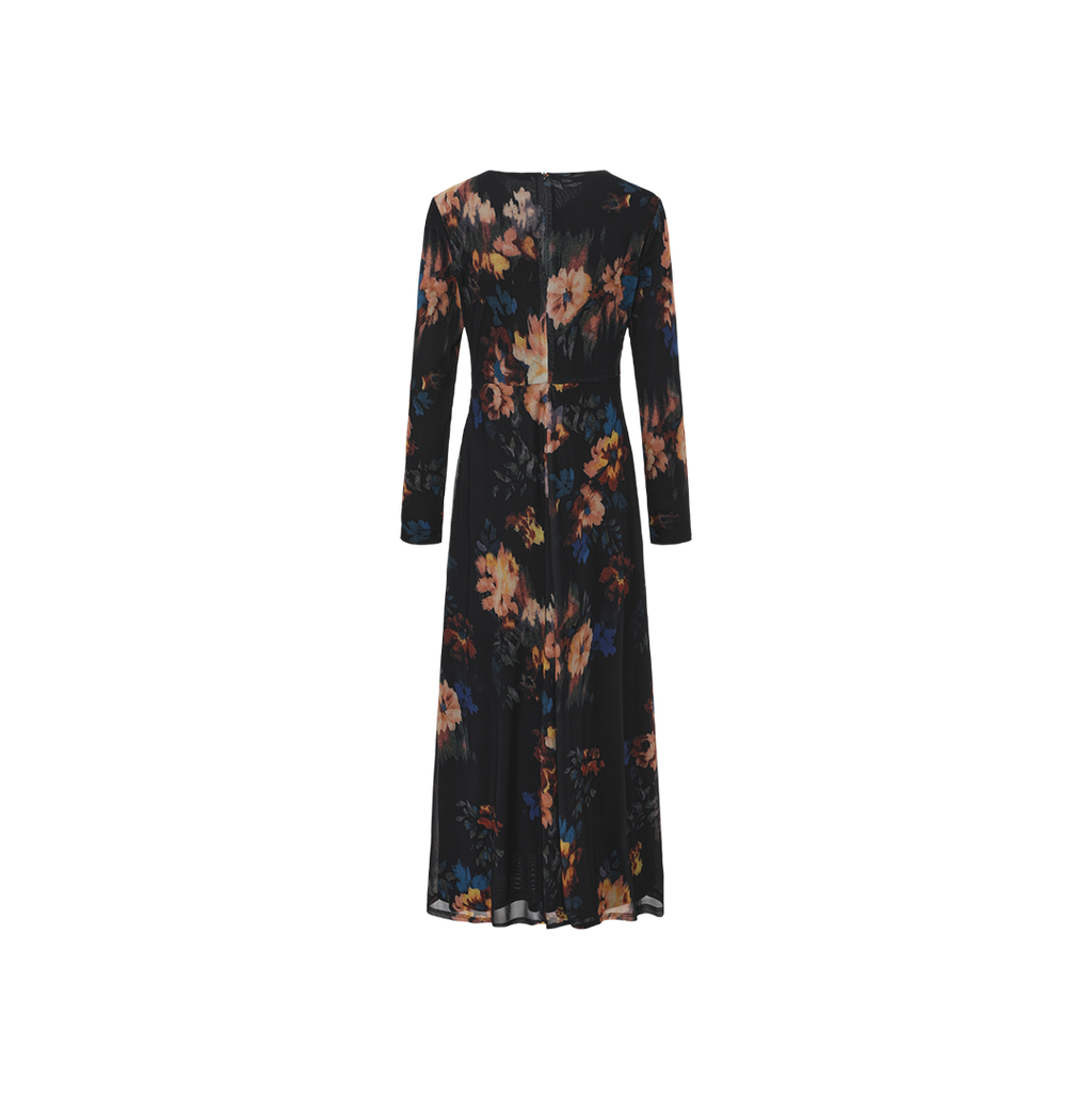 Floral Mesh Twist Dress – W-29518