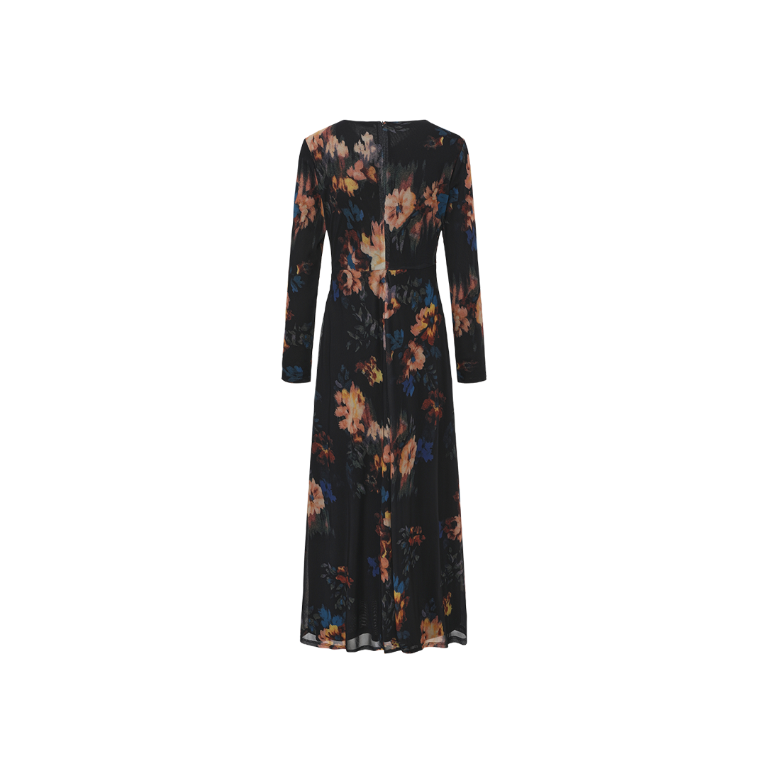 Floral Mesh Twist Dress – W-29518