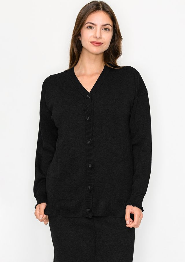 MATCHING SOLID V NECK CARDI
