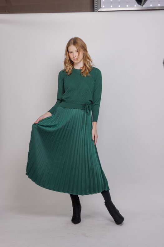 LONG SLEEVE MOCK WRAP OPEN WEAVE SWEATER