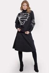 OVERSIZE FLOWER PRINT MOCK NECK SWEATER